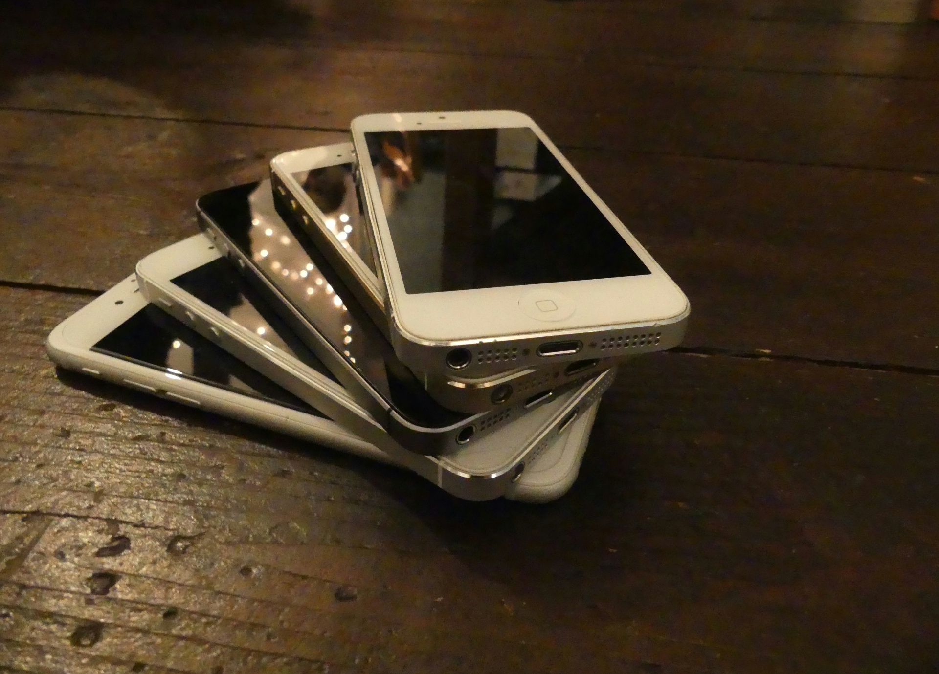 A stack of phones repaired at The Broken Gadget in Gulfport, MS